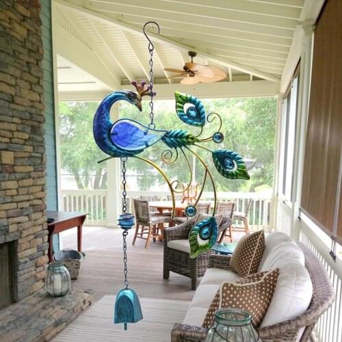 Garden Peacock Design Wind Chimes Ornaments Yard Home Decor Window Hanging Pendant Outdoor Ornament Christmas Decor