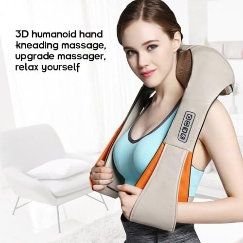 Home Car U Shape Electrical Shiatsu Vertebra Massager Shawl Health Care Neck Shoulder Finger Massage Infrared 4D Kneading