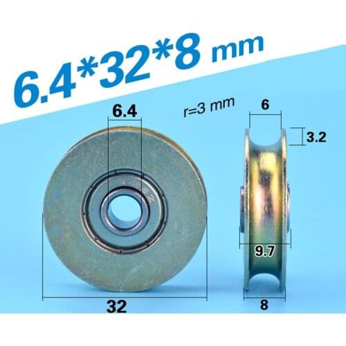 [U0632-8]10PCS high quality U groove type sliding window door roller wheel aluminium rolling tracking pulley 0632UU 6*32*8MM