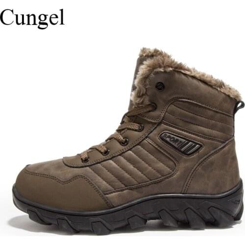 Cungel Winter Outdoor boots Sneakers men Hiking shoes Trekking Keep warm boots Waterproof Anti-skid Mountain climbing shoes