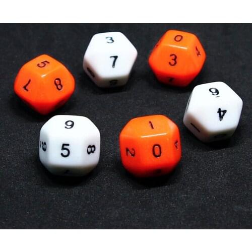 10 PCS ,2 Colors Digital Dice Puzzle Game Send Children 10 Sided Dice Digital Game High Quality Acrylic