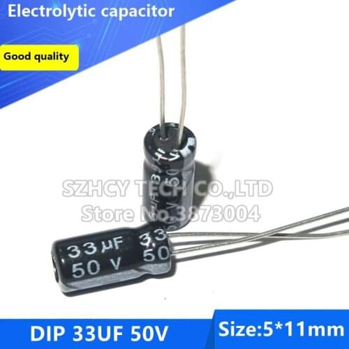 100pcs DIP 33UF 50V 5*11 Electrolytic capacitor