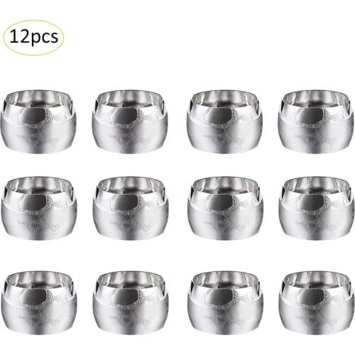 12PCS Metallic Dark Texture Round Napkin Ring
