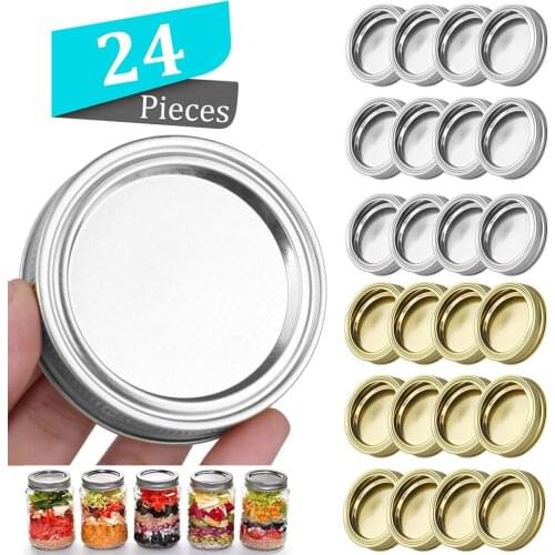 24pcs Canning Lids Regular Mouth Lids For Mason Jar Canning Lids Split-Type Lids Leak Proof and Secure Canning Jar Caps