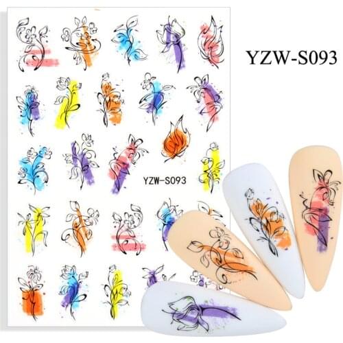 3D Stickers for Nails Adhesive Color Lily Flower Line Nail Art Decorations Trend Pattern Design Sticker Nail Foil Accessories