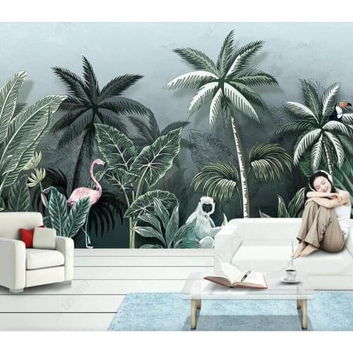 Tropical Rain Forest Flamingo 3d wallpaper mural paper de parede,living room sofa tv wall bedroom wall papers home decor