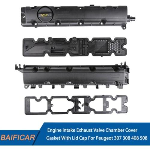 Baificar Brand New Engine Intake Exhaust Valve Chamber Cover Gasket With Lid Cap For Citroen C4 C5 Peugeot 307 308 408 508 3008