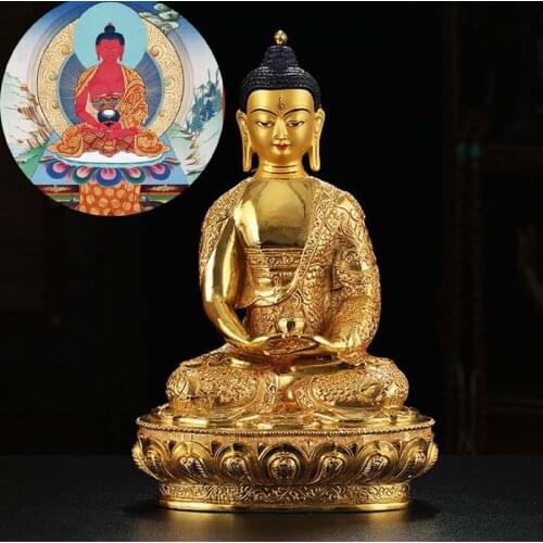 LARGE Wholesale Buddhist supplie Asia Thailand India family protection altar Amitabha Amitayus Gilded Buddha Copper GOOD statue