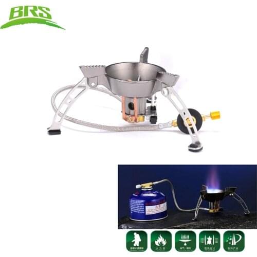 BRS High Quality Windproof Outdoor Portable Stove Gas Burner Camping Cooker Picnic Cookout Large Blaze Gas Stove Burners BRS-11