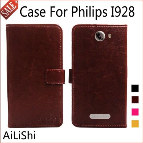 AiLiShi For Philips I928 Case High Quality PU Book Style Wallet I928 Leather Case Flip Phone Bag Protective