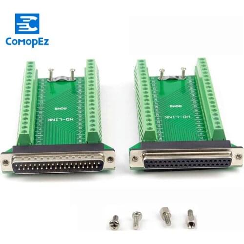 DB37 Plug Female Male Connector Jack D-SUB 37 Pin Port Terminal Breakout 2 Row No Solder Adapter Terminal for DB Cable DB37 Pulg