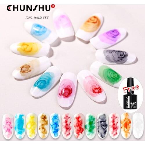 12pcs Blooming Nail Halo Ink Dye 15ml Water Color Ink Nail Gel Painting Polish Smoke Effect Gel Lacquer Natural Dry Without Lamp