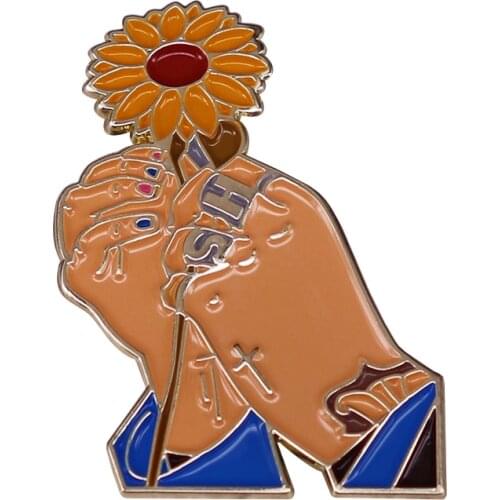 HS Hands Poster Art Lapel Pin With Sunflower Brooch I'm in love with HStyless nails