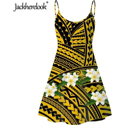 Jackherelook Polynesian Traditional Tribal Hawaiian Hibiscus Print Mini Party Dresses Sleeveless Boho Floral Beach Dresses 2020