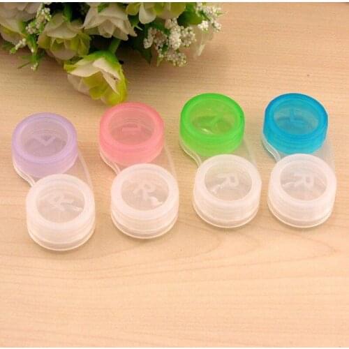 2Pcs Colored Contact Lens L+R Cases Storage Holder Soaking Container Travel Accessaries Easy Carry Mini Pocket Contact Lens Box