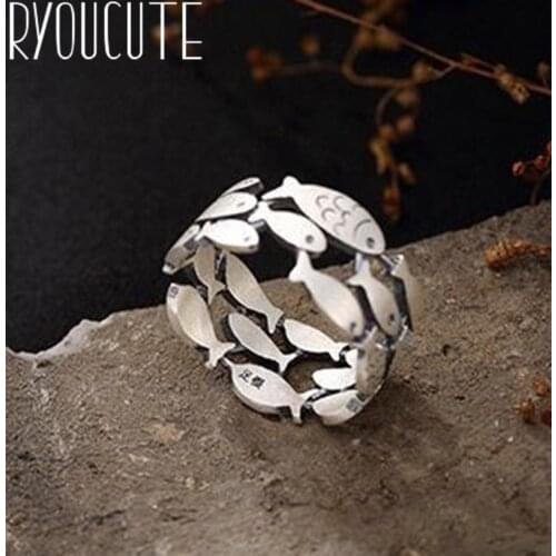 Korean Open Adjustable Fish Finger Rings for Women Wedding Ring Jewelry Valentines Day GIFT