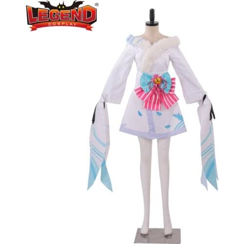 Cosplay legend LOL Spirit Blossom Ahri Super Transform Cosplay Costume Adult White Suit Dress Custom Made H001
