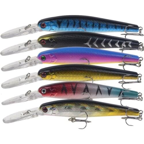 LEOSPORT 1PCS 5 COLORS 12.5cm 14g Hard Fishing Lures Plastic Minnow Crankbaits Treble Hooks Artificial Bait