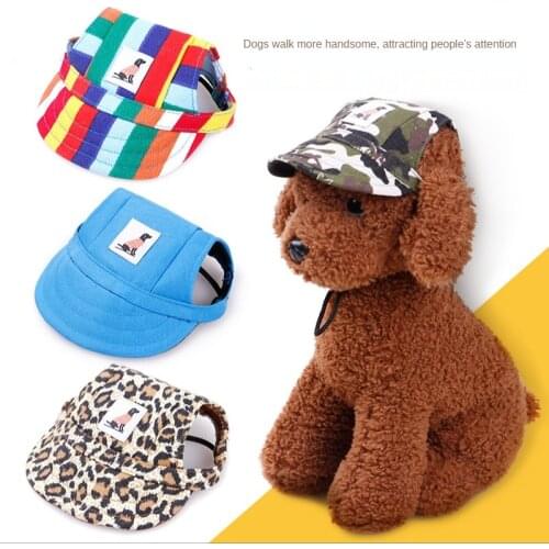 Summer Adjustable Pet Dog Canvas Hat Cap Outdoor Dog Baseball Cap Canvas Small Dog Sunscreen Windproof Pet Supplies Accessories