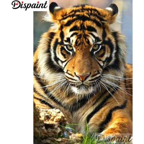 Dispaint Full Square/Round Drill 5D DIY Diamond Painting "Animal tiger scenery" Embroidery Cross Stitch 5D Home Decor A11540