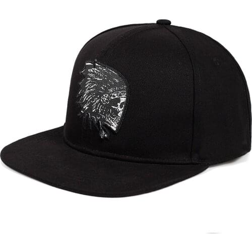 New Design Indian Skull Pattren Spring Cotton Man Woman Embroidery Hip Hop Punk Street Dance Fashion Sunshade Adjust Baseball Ca