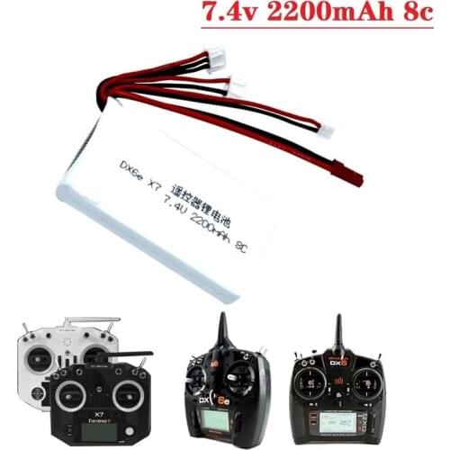 7.4v For Taranis Q X7 DX6e DX6 DX8 Transmitter Remote Controller Spare Part 2S 7.4V 2200mAh 8C Rechargeable Lipo Battery 1Pcs