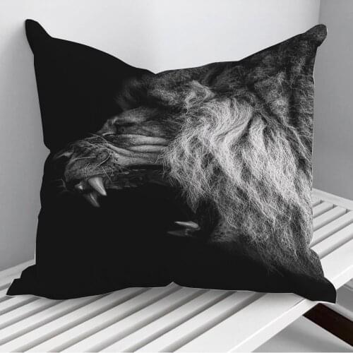 Angry lion head poster Throw Pillows Cushion Cover On Sofa Home Decor 45*45cm 40*40cm Gift Pillowcase Cojines Dropshipping