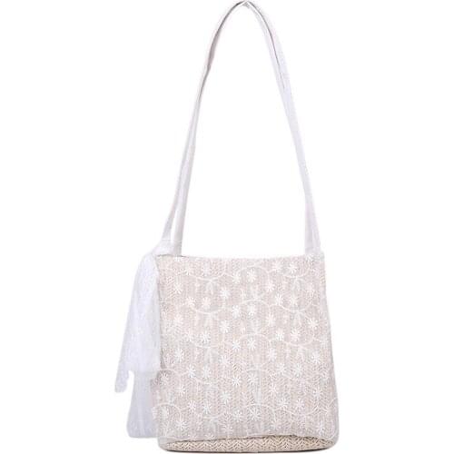 2020 South Korean Ins Rattan Woven Women Handbag Summer Beach Bag Large Capacity Tote Bag Handmade Knitted Straw Crossbody Bags