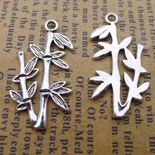 20pcs/Lot 15x29mm Antique Silver Color Bamboo Charms Pendant For Jewelry Making DIY Jewelry Findings
