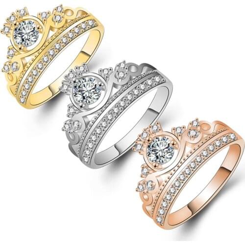 Hot Europe & American creative popular ring 925 silver luxury CZ crown ring for women Engagement & marriage DIY fine jewelry gif