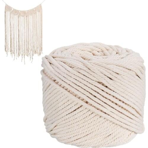 1Pcs Durable 4Mmx100 Meters Natural Beige White Macrame Cotton Twisted Cord Rope Diy Home Textile Accessories Craft