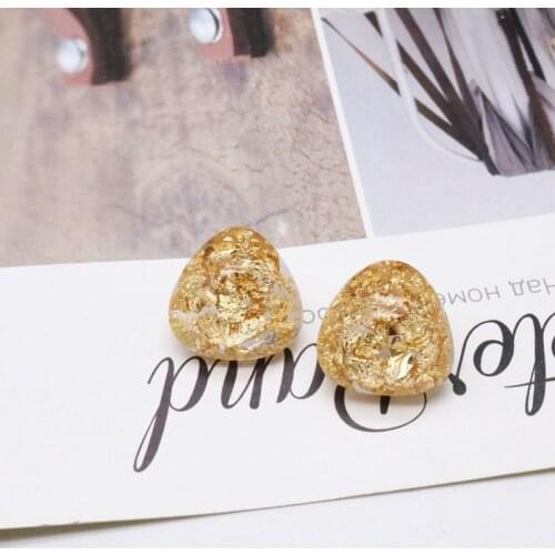 Simple Sweet Gold Glitter Geometric Resin Stud Earring