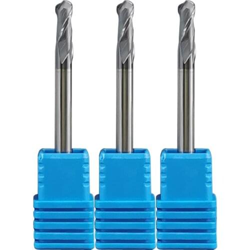 HRC50 2 Flute Carbide Tungsten Steel Ball End Mill R5 Coated Round Head Spherical End Mill for Straight Shank Steel 1-20mm Tool