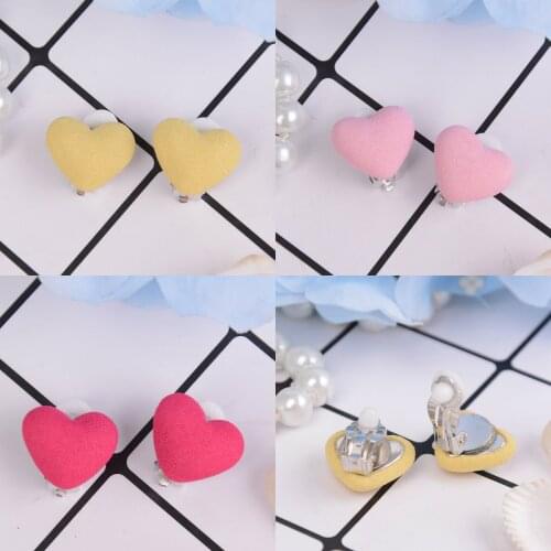 Cute Love Heart Ear Clips Children Clip Earrings Girl Resin Ear Clips On Earrings Without Piercing For Girls Cute Ear Clip