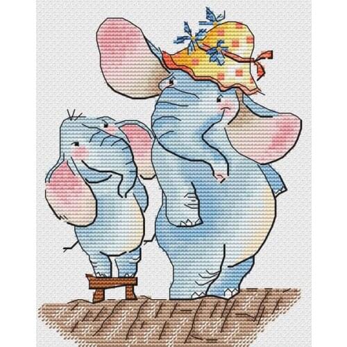 TD Little Pirate Counted Cross Stitch Kit Cross stitch RS cotton with cross stitch Elephant Mother and Son I'm taller