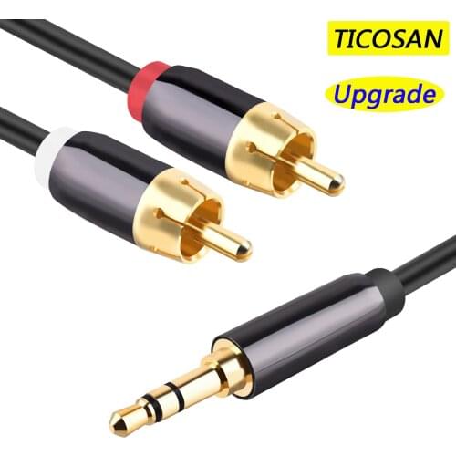 TICOSAN RCA Cable DC3.5 to 2RCA Audio Cable RAC Aux Cable For phone Edifer Home Theater DVD 2RCA audio cable 1m 2m 3m 5m