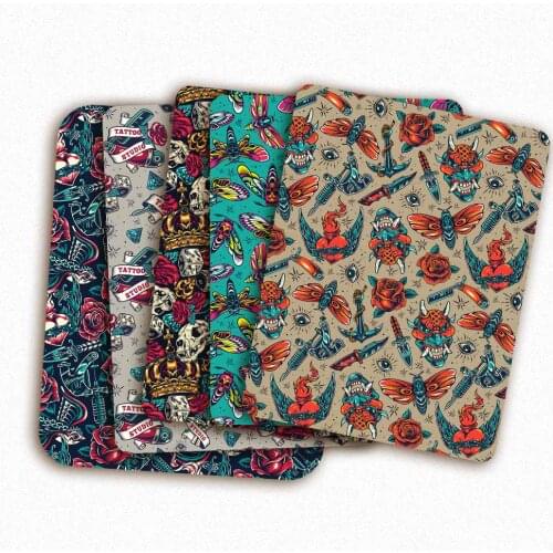 Sewing Fabric Polyester Cotton Fabric By The Yard Skeleton Rose Print Cloth Fabric for Dress Making DIY Handmade 45*145cm