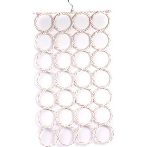28-Hole Ring Rope Scarf Hanger Organizer Shawl Storage Holder Hook Room Décor