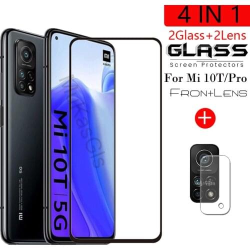 4-in-1 Camera +Tempered Glass For Xiaomi Mi 10T Screen Protector Explosion-proof Glass On Xiaomi Mi 10T Pro Protective Glass