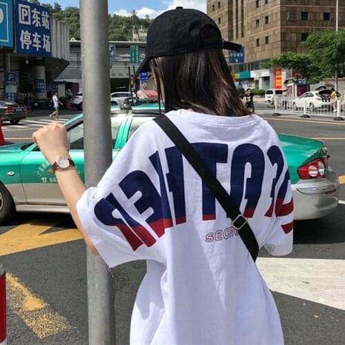 2019 Spring and Summer Harakuju T Shirt Women Short Sleeve Letters Pattern Casual BF Style Tshirt Yong Ladies