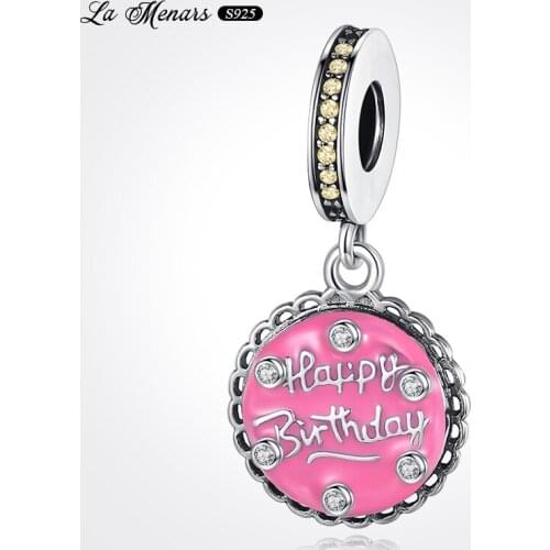 La Menars New Birthday Cake Dangle Fit Original Pandora Charm Bracelet Genuine 925 Sterling Silver For Women Jewelry DIY Making