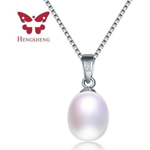 HENGSHENG Real 925 Sterling Silver Handmade Fine Jewelry Classic Design Natural Pearl Pendant Necklace for Women Acessorios