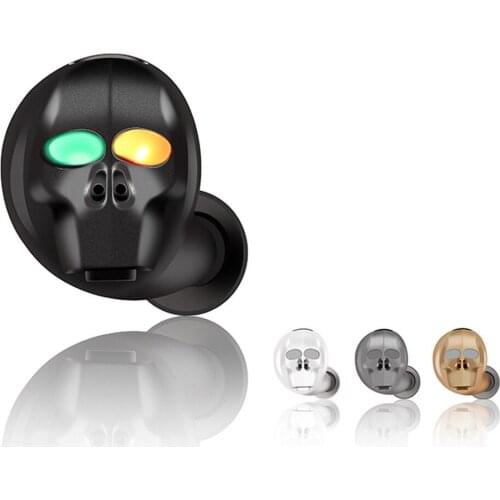 1Pc LED Skull Wireless Bluetooth Earbuds Sports Fitness Earphone for Outdoor Traveling ND998
