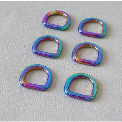10Pcs/Pack Rainbow Metal Buckle Pet Dog Collar Leash D Ring For Bag Accessory Straps Belt Loop Hardware Garment Backpack Clasp
