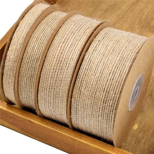 10yards 1cm/2.5cm Hot selling natural jute fish silk hemp ribbon gardening decoration DIY hand craft material flat hemp rope