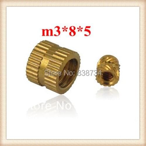 100pcs m3*8*5 high qualty copper embedded parts brass knurled nut