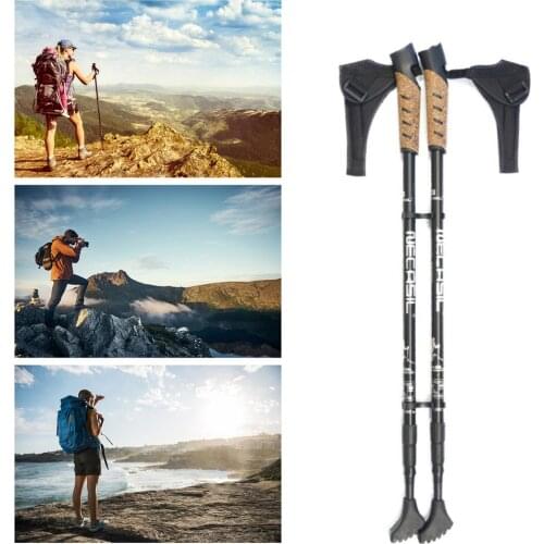 1/ 2Pcs Hiking Walking Sticks Anti Shock Trekking Poles Nordic Walking Cane Aluminum Telescopic Camping Hiking Poles Crutches
