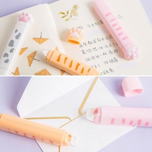 2 in1 Cute Cat Claw Correction Tape Dot Glue Double Head Corrector Adhesive Tape