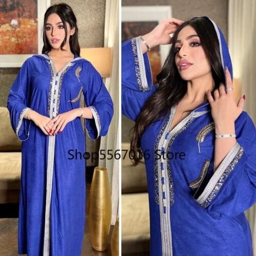 2021 Ramadan Mubarak Abayas For Women Dubai Muslim Hooded Dress Jalabiya Kaftan Moroccan Turkish Evening Gown Islam Clothing
