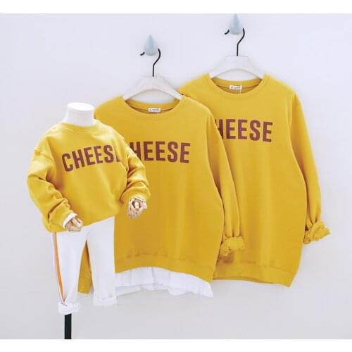 2021 Parent-Child Tees Clothing Letters CHEESE Family Matching Outfits Casual Sweatshirts Group Clothes Couple Suits Wholesale